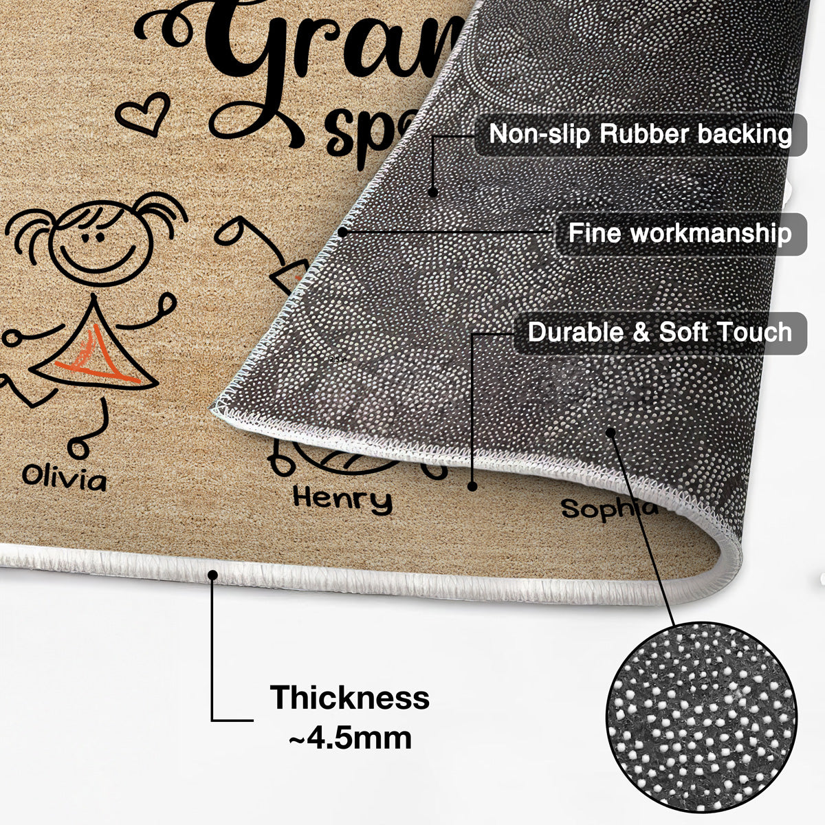 Grandkids Spoiled Here Drawing Kids Gift For Grandma Grandpa Grandparents Personalized Doormat