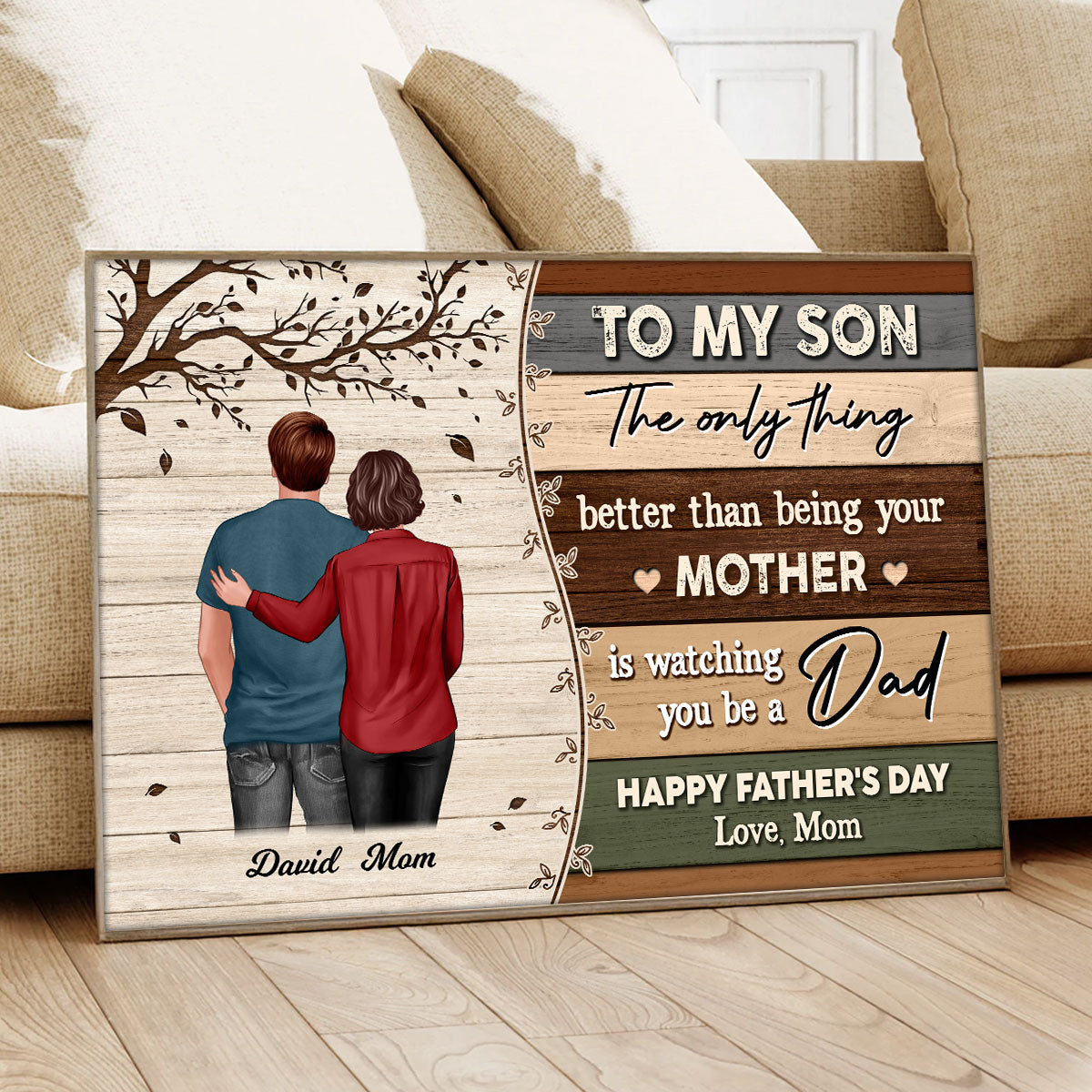 To My Son From Mom Happy Father's Day Colorful Pallets Texture Personalized Poster