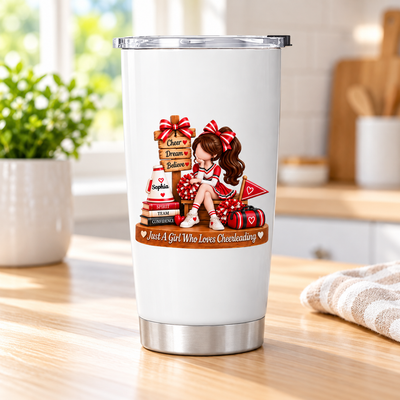 Just a Girl Who Loves Cheerleading - Personalized Tumbler - Christmas Gift for Daughter, Granddaughter