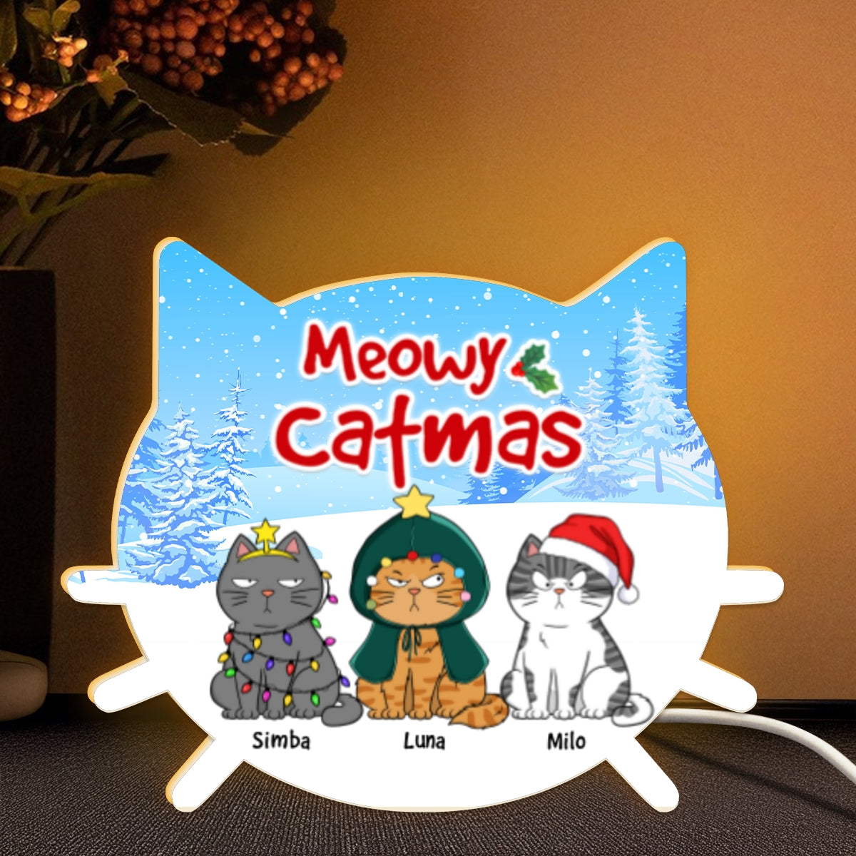 Christmas Funny Cute Cats Is This Jolly Enough - Personalized Light Box - Gift For Cat Lovers, Christmas Decoration