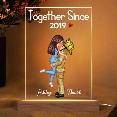 Couple Valentine‘s Day Gifts by Occupation Gift For Her Gift For Him Firefighter, Nurse, Police Officer Personalized Acrylic Plaque Warm LED Night Light