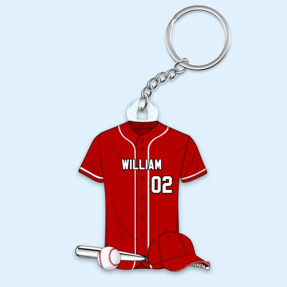 Baseball Shirt Personalized Acrylic Keychain, Gift For Son, Husband