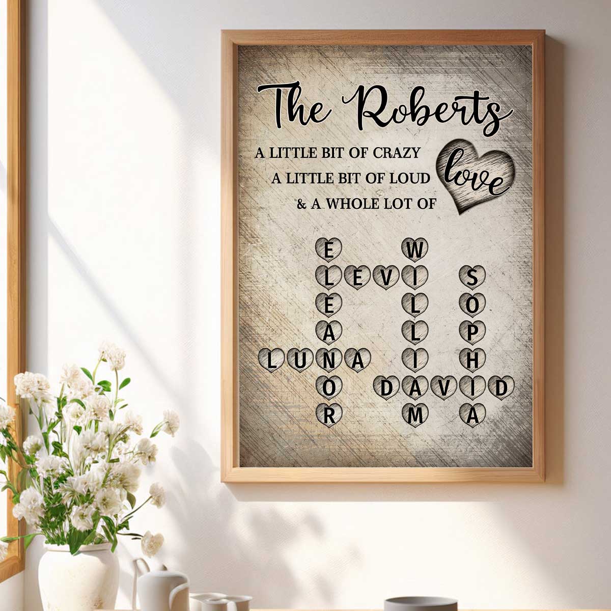 Family Whole Lot Of Love Heart Crossword Art Puzzle Create A Moment Treasured Forever Personalized Poster