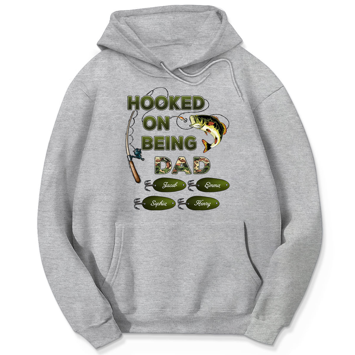 Hooked On Being Dad Grandpa Fishing Camouflage Personalized Shirt, Gift For Dad, Husband, Grandpa