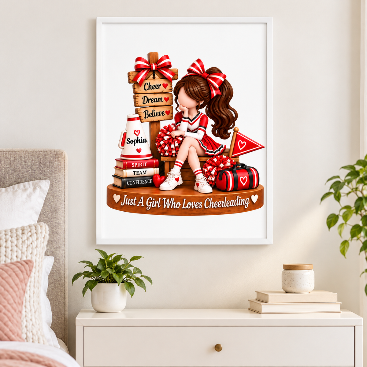 Just a Girl Who Loves Cheerleading - Personalized Poster - Christmas Gift for Daughter, Granddaughter