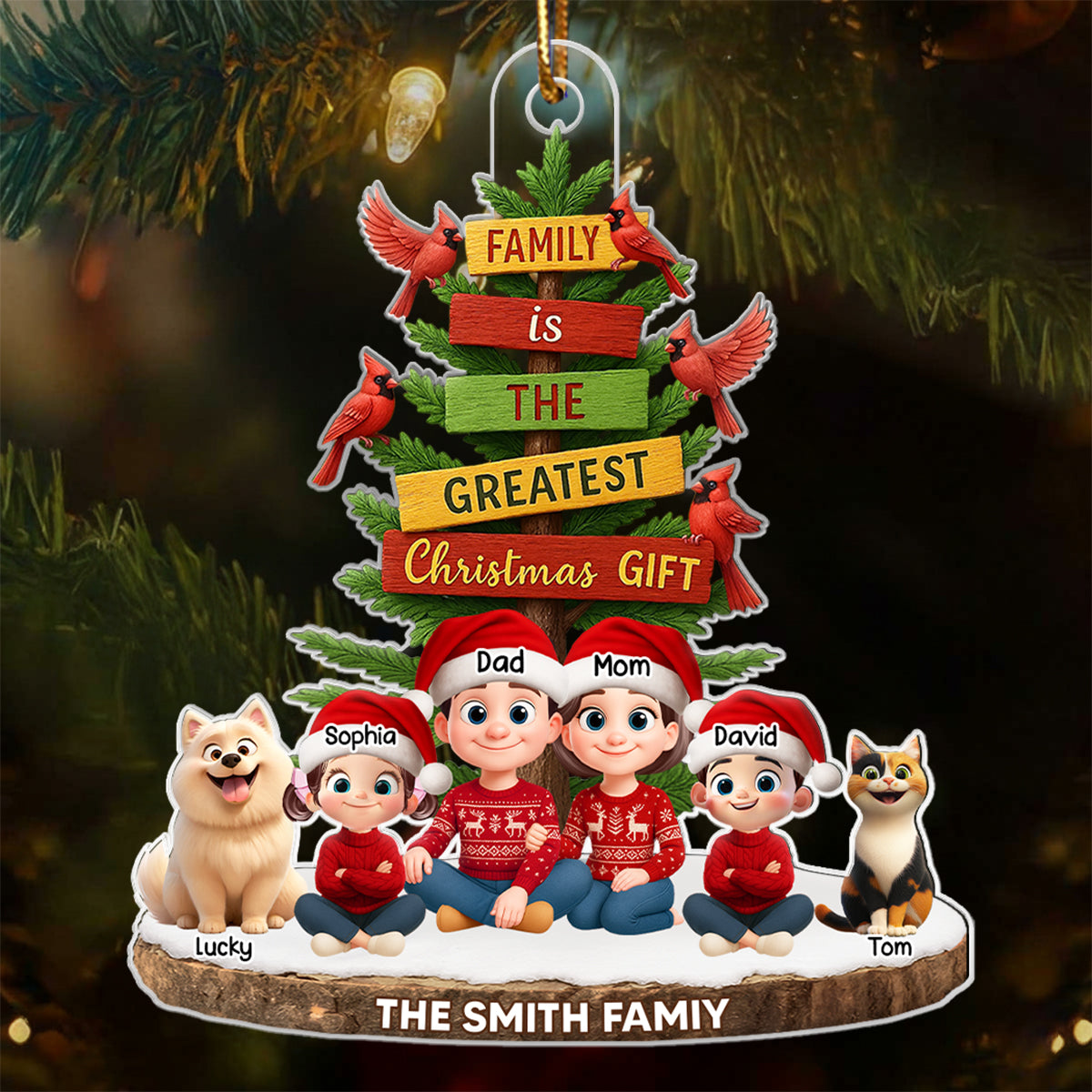 Family Is The Greatest Gift - Personalized Acrylic Ornament - Christmas Gift for Family