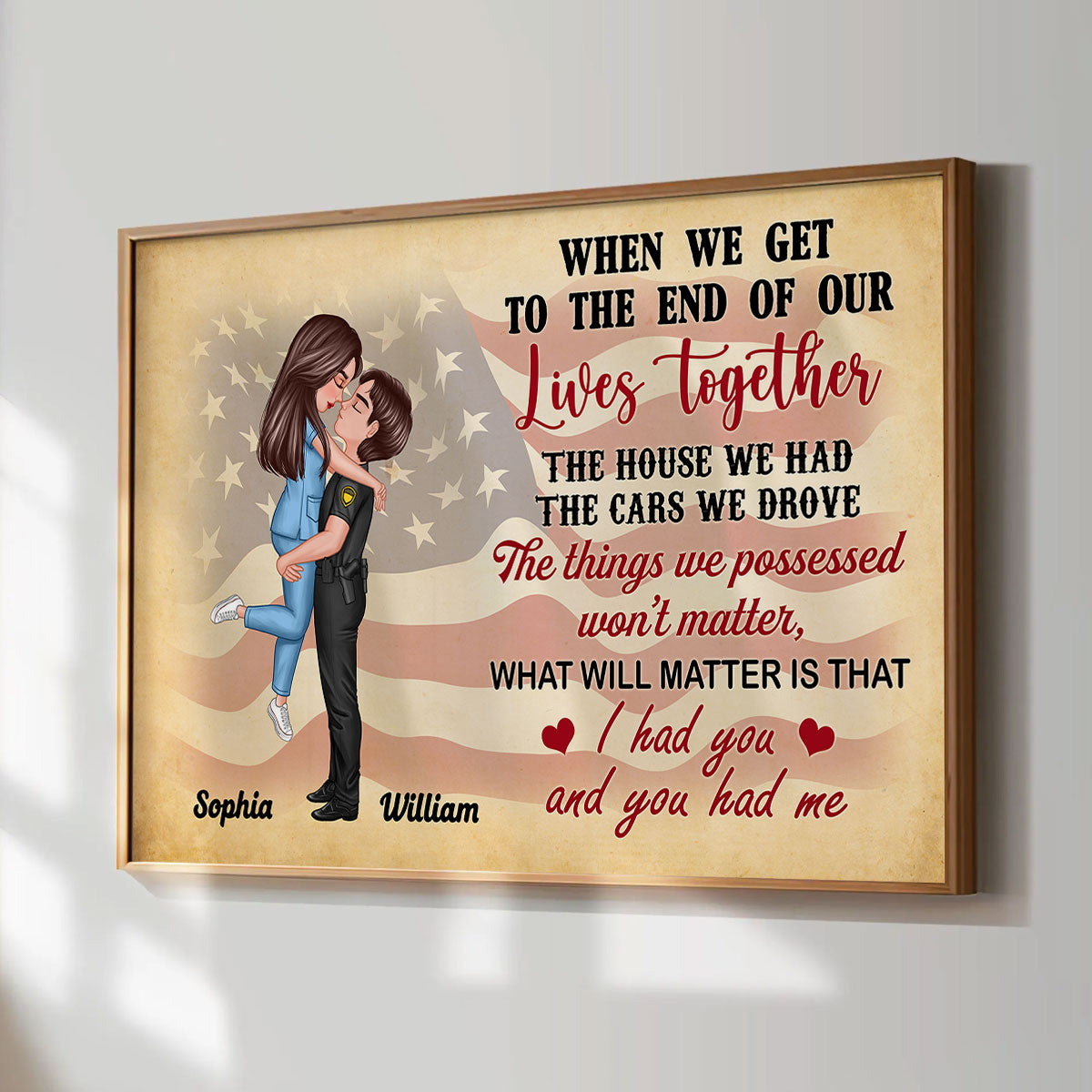 I Had You You Had Me Nation Flag Theme Hero Couple Hugging Kissing Anniversary Gift Personalized Poster