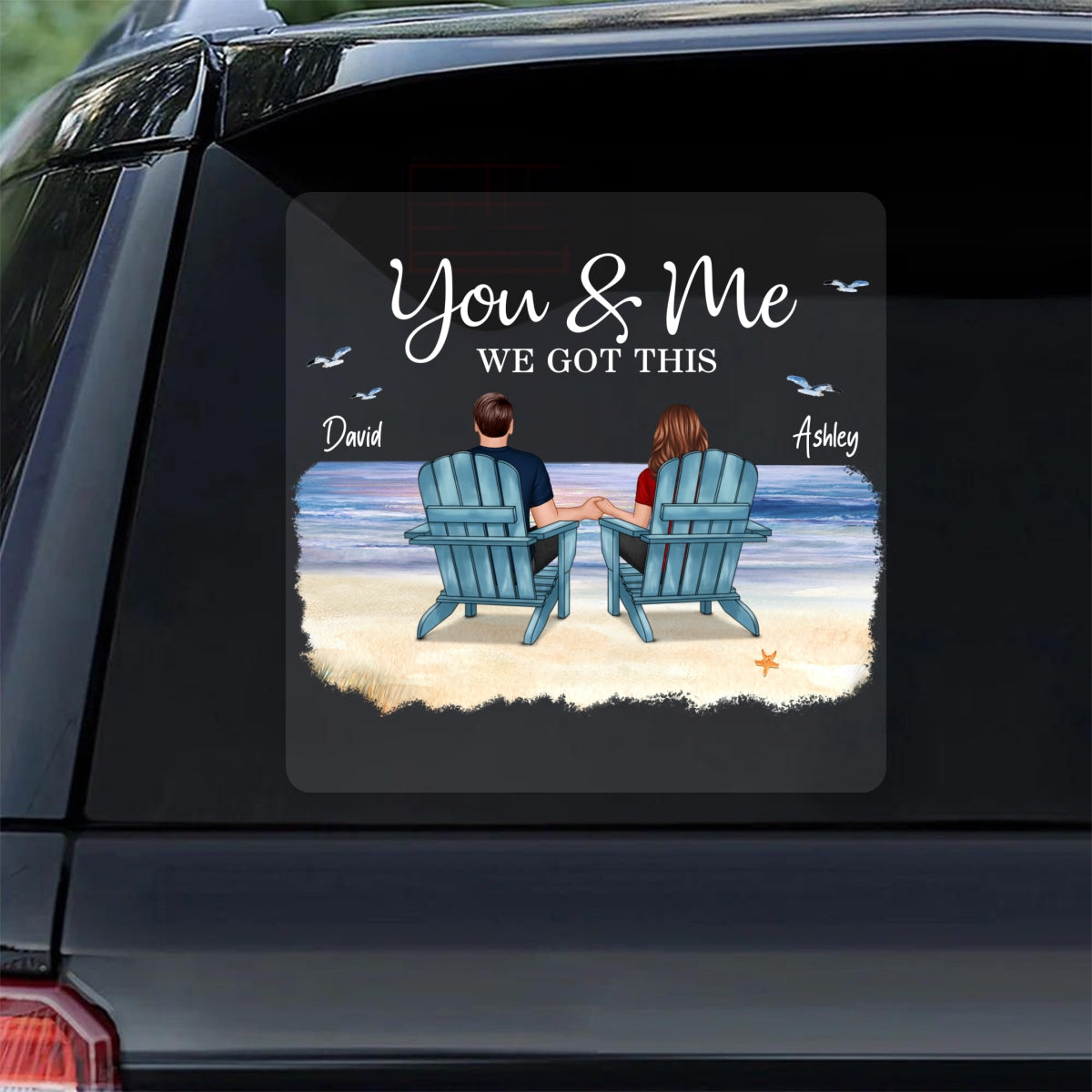 Couple You & Me We Got This Sitting Back View Personalized Decal