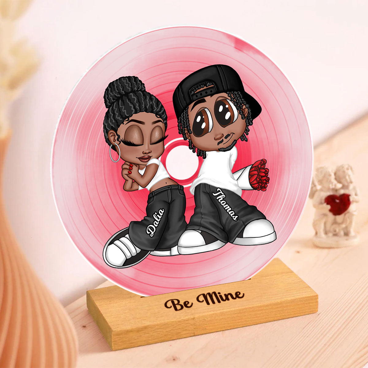 Y2K Couple Retro CD Personalized Acrylic Circle Acrylic Plaque,  Gift, Anniversary Gift for Him, for Her
