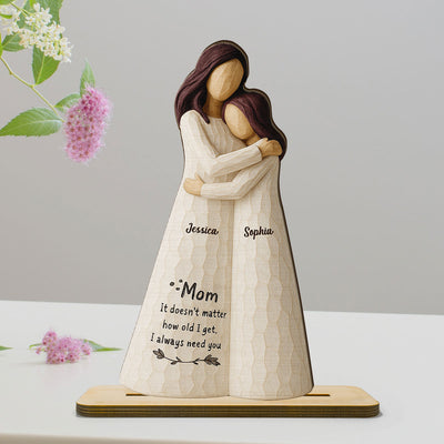 Always Need You Daughter & Mother 3D Effect Personalized Standing Wooden Plaque, Gift for Mom from Daughter