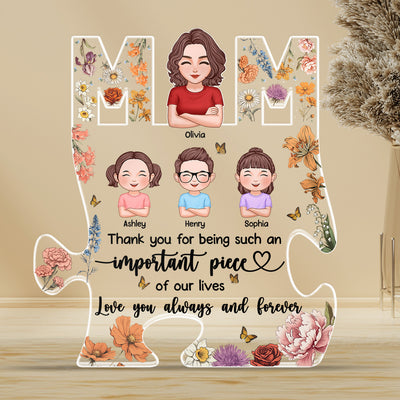 Mom Thank You Puzzle Personalized Acrylic Block Plaque