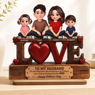 Forever Family Love To My Husband The Only Thing - Personalized 2-Layered Wooden Plaque - Father's Day Gift For Husband, Dad