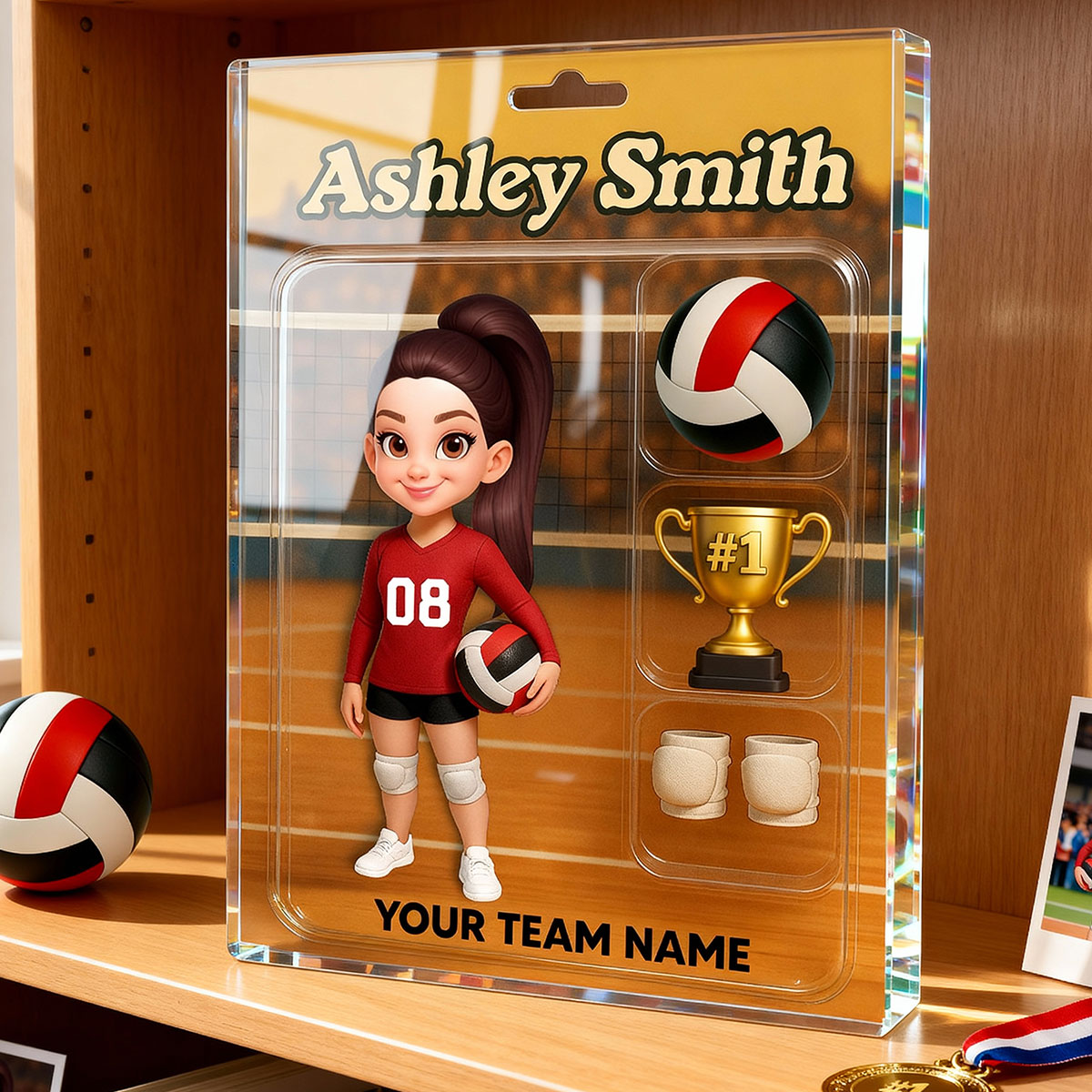 3D Effect Volleyball Player Custom Figure Style - Personalized Acrylic Block Plaque - Unique Christmas Gift For Volleyball Players, Granddaughter, Daughter