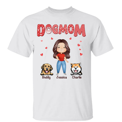 Dog Mom Red Patterned Watercolor Personalized Shirt