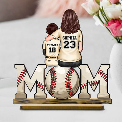 Baseball, Softball Mom And Kids - Personalized 2-Layered Wooden Plaque - Gift for Mom, Gift for Grandma, Gift for Wife