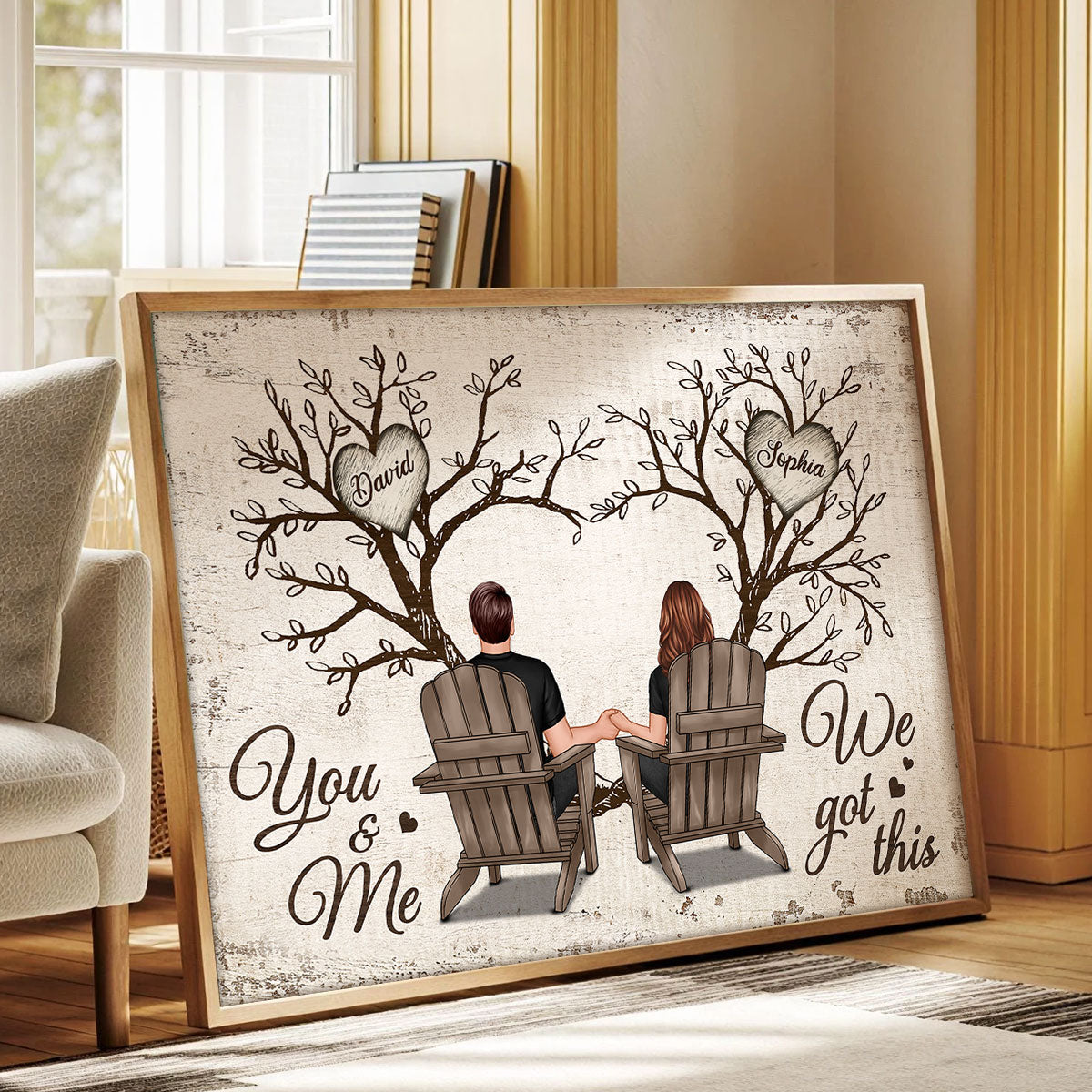 Favorite Place Is Next To You Couple Back View Under Heart Tree Personalized Poster