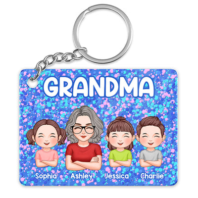 Colorful Patterns This Grandma Belongs To Grandkids Personalized Acrylic Keychain