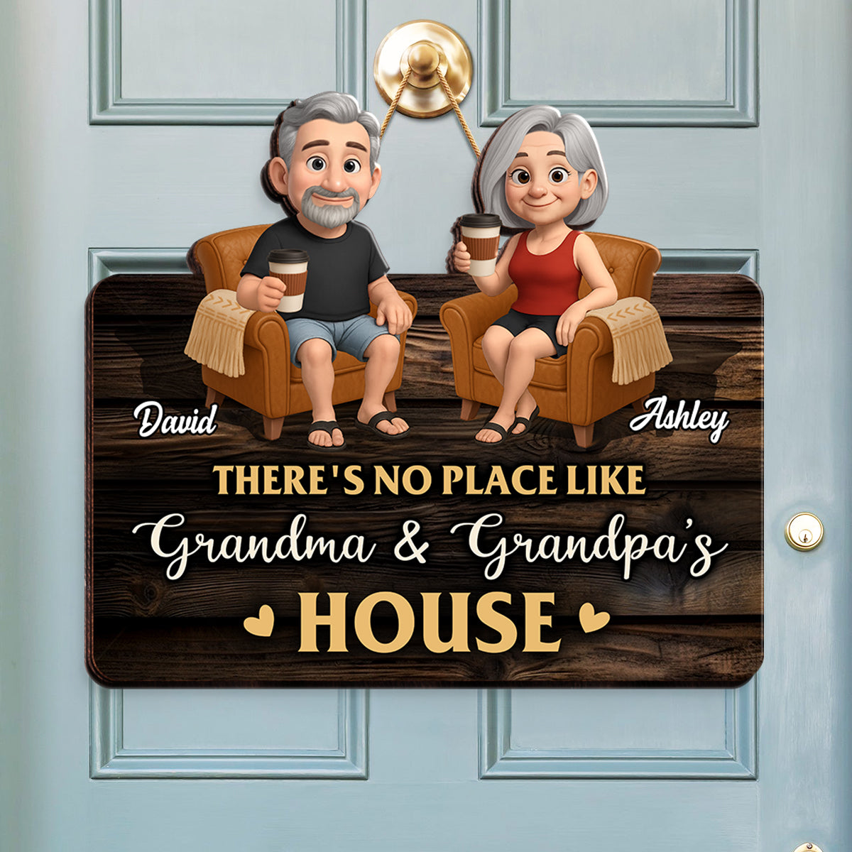 Welcome To Grandma Grandpa House Personalized Wood Sign