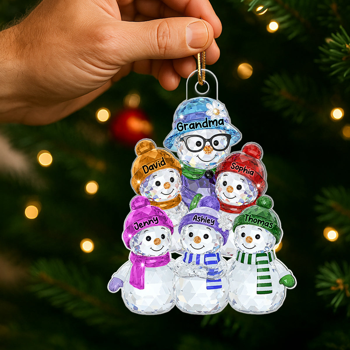Grandma Hugging Grandkids Pattern Crystal - Personalized Acrylic Ornament - Heartwarming Christmas Gift For Grandma, Family