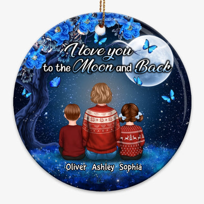Sparkling Moon Grandma Grandkid Personalized Circle Ornament