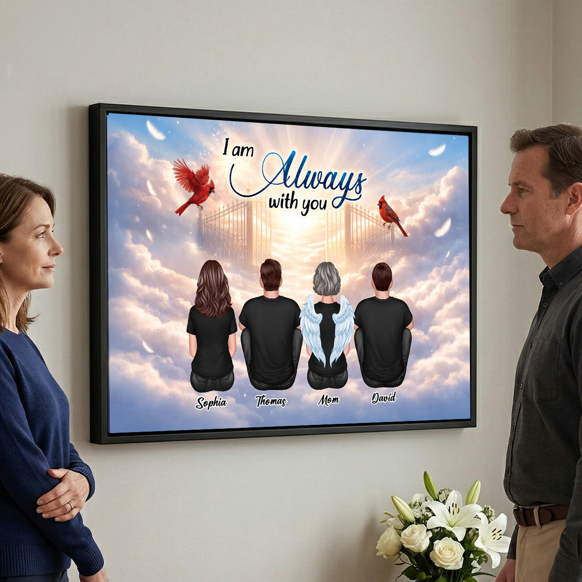 Cardinal Angel Heaven Gate Family Memorial Always With You - Personalized Poster - Gift For Memorial, Sympathy Gift, Remembrance Gift