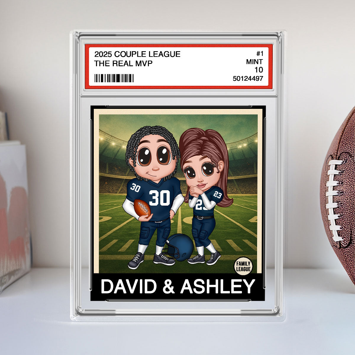 Y2K Football Couple Trading Card Style Personalized Acrylic Block