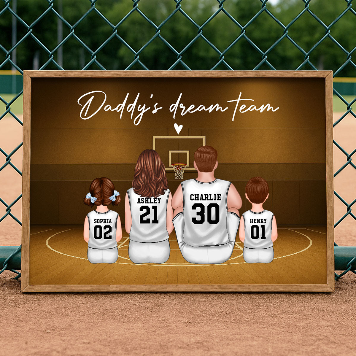 Retro Vintage Basketball Family Daddy's Dream Team Personalized Poster| Heartfelt Father's Day Gift For Dad