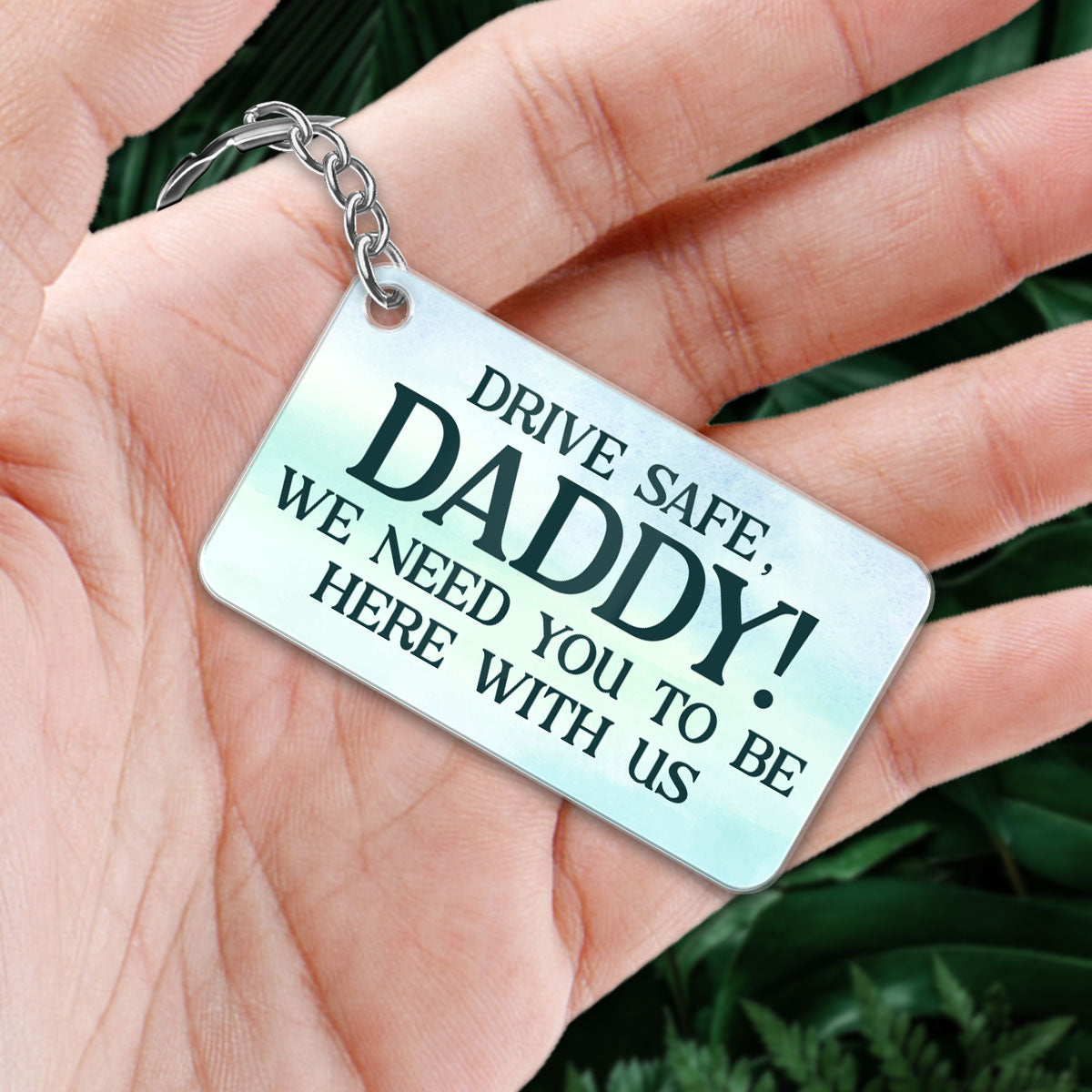 Dad And Kids Back View Sitting Forest - Personalized Acrylic Keychain