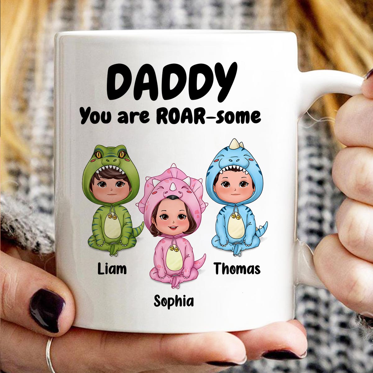 Daddy Mommy Grandpa Grandma You Are DINO-mite Dinosaur Kids Personalized Mug