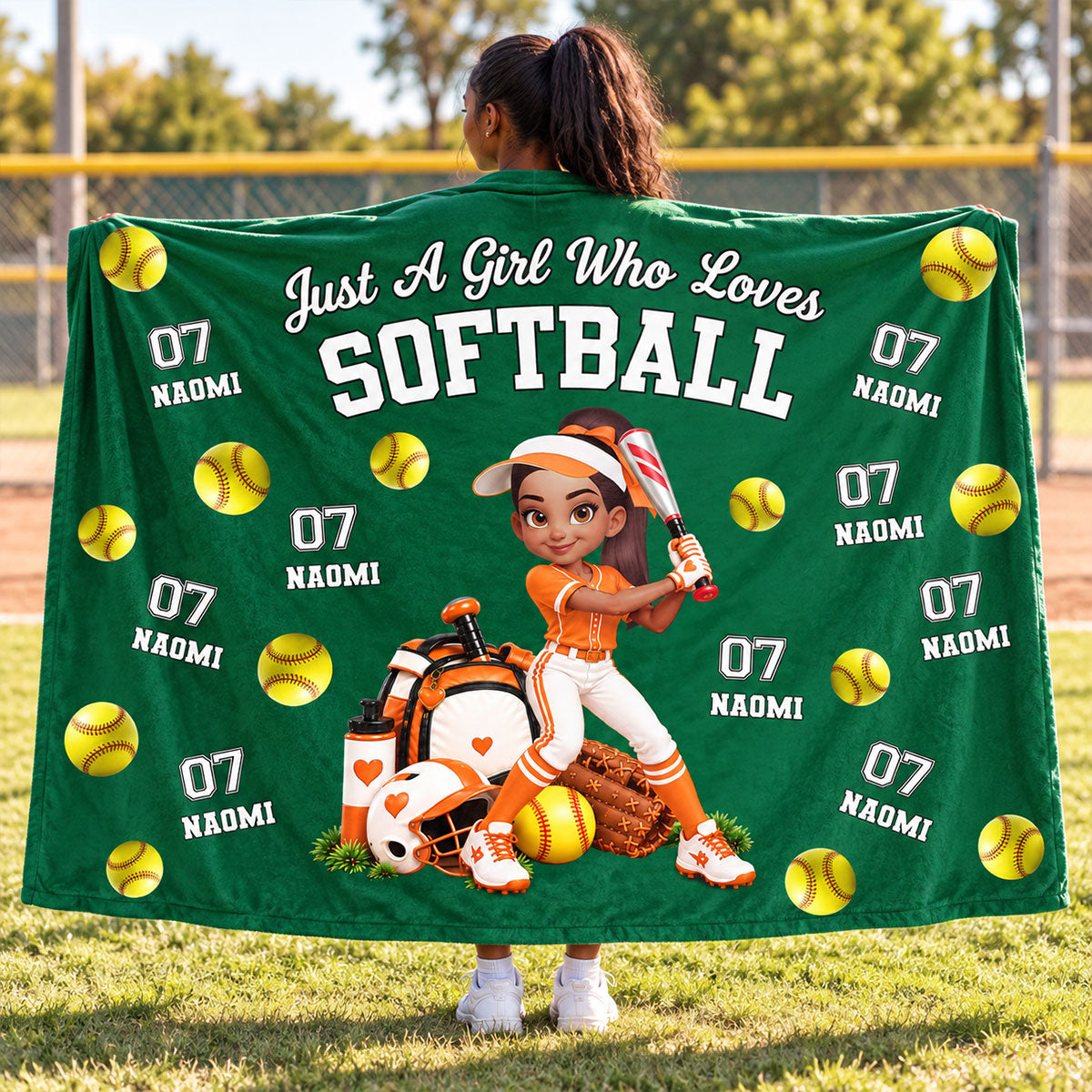 Just a Girl Who Loves Baseball Softball - Personalized Fleece Blanket - Christmas Gift for Daughter, Granddaughter