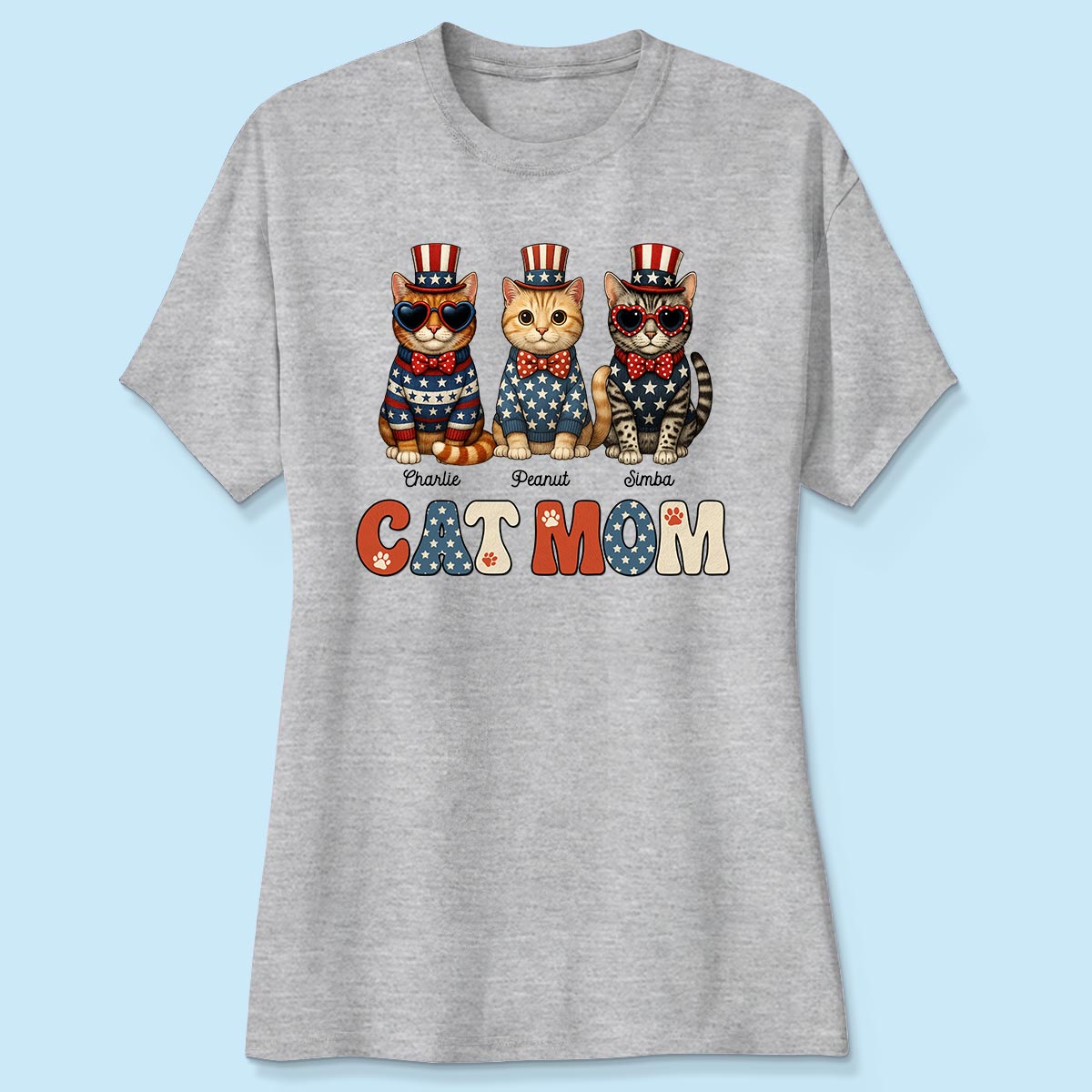 Retro Vintage Cat Mom 4th Of July Personalized Shirt