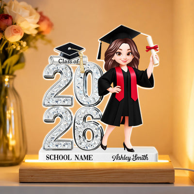 Class Of 2026 2027 Senior - Personalized Acrylic Plaque LED Night Light - Graduation Gift For Graduates, Daughter