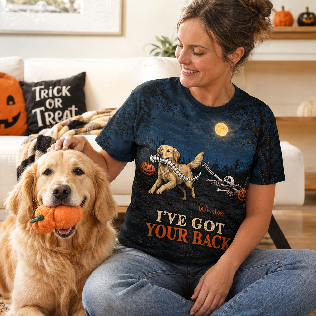 I've Got Your Back Dog Stealing Backbone Custom Photo - Personalized 3D Shirt - Funny Halloween Costume For Dog Lovers