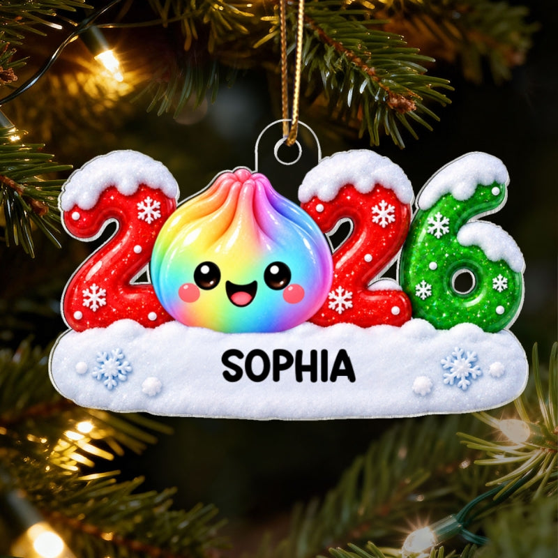 2026 Trending Christmas Dumpling Dim Sum Custom Name - Personalized Acrylic Ornament - Christmas Gift, Keepsake For Kids, Teenagers