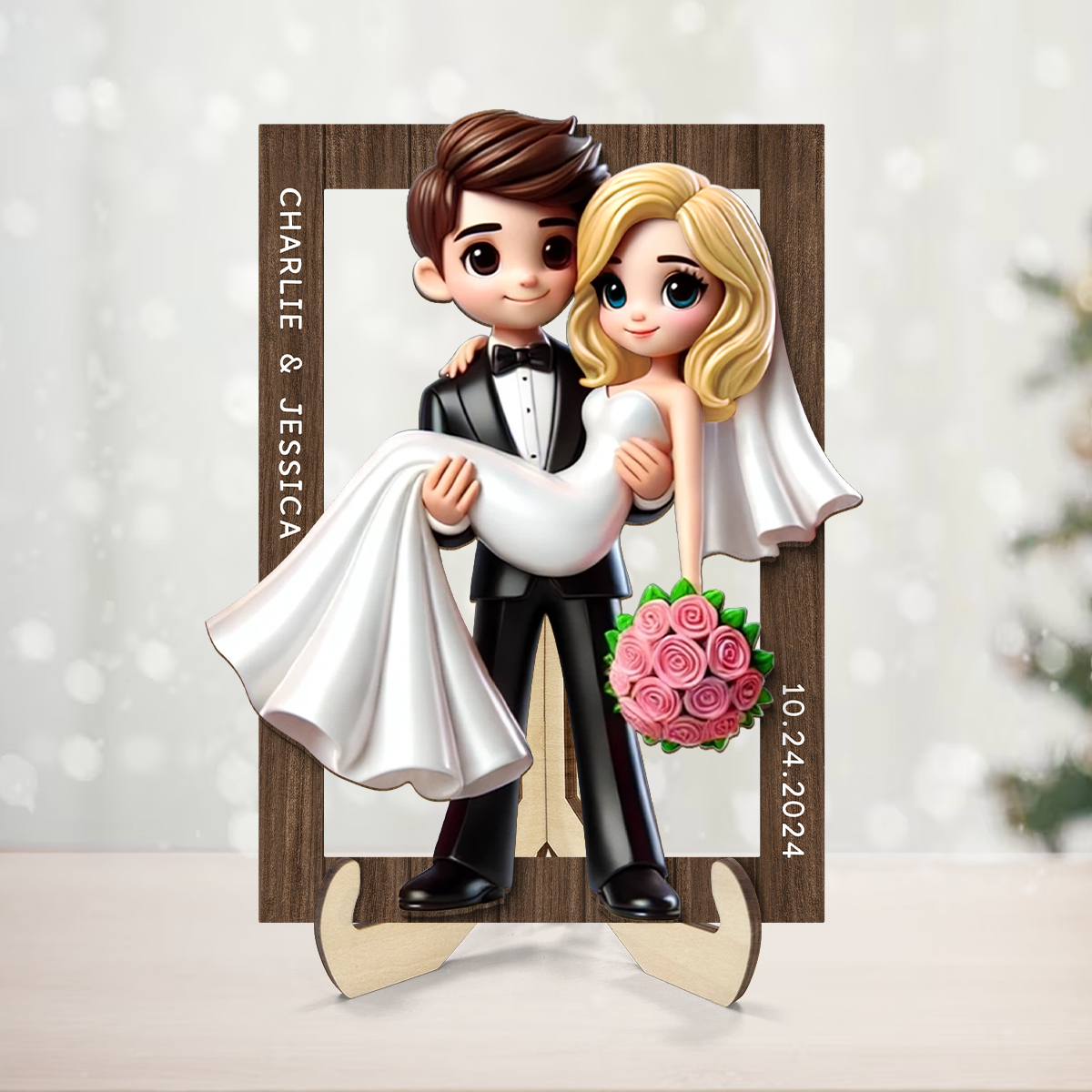 Personalized Mr Mrs First Year Married Couple Personalized 2-Layered Wooden Plaque, Gift for him, Gift for her
