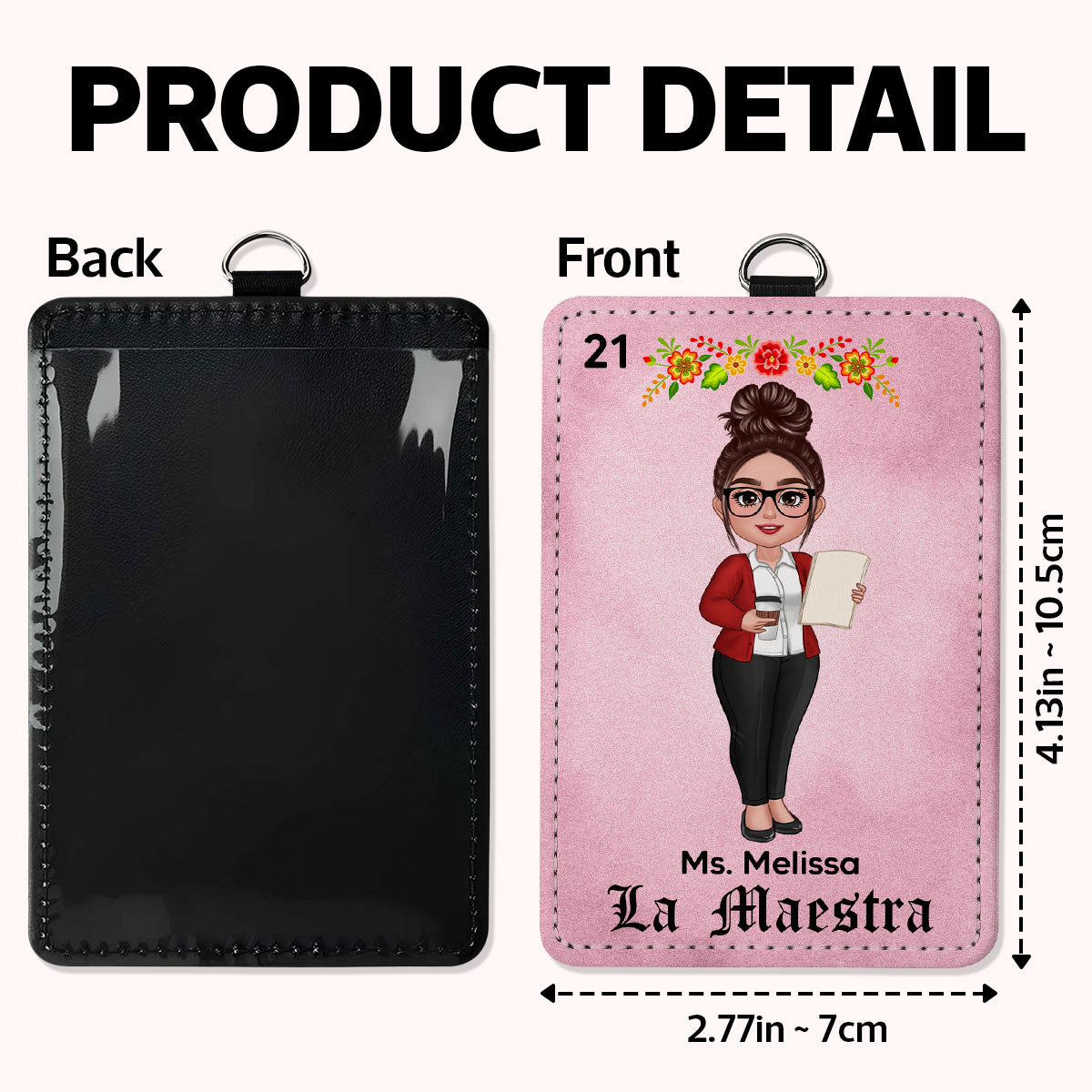 Teacher La Maestra Personalized ID Badge Holder, Back To School Gift For Teacher
