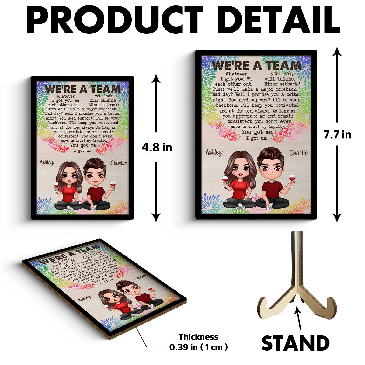 We‘re A Team Valentine’s Day Gift For Him Gift For Her Personalized 2-layer Wooden Plaque