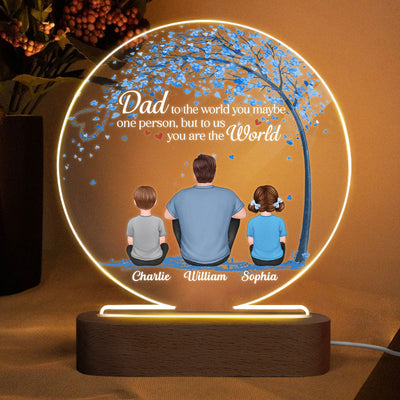 Dad To Us You Are The World Personalized Circle LED Night Light