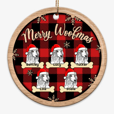 Checkered Pattern Merry Woofmas Dog Christmas Personalized Circle Ornament