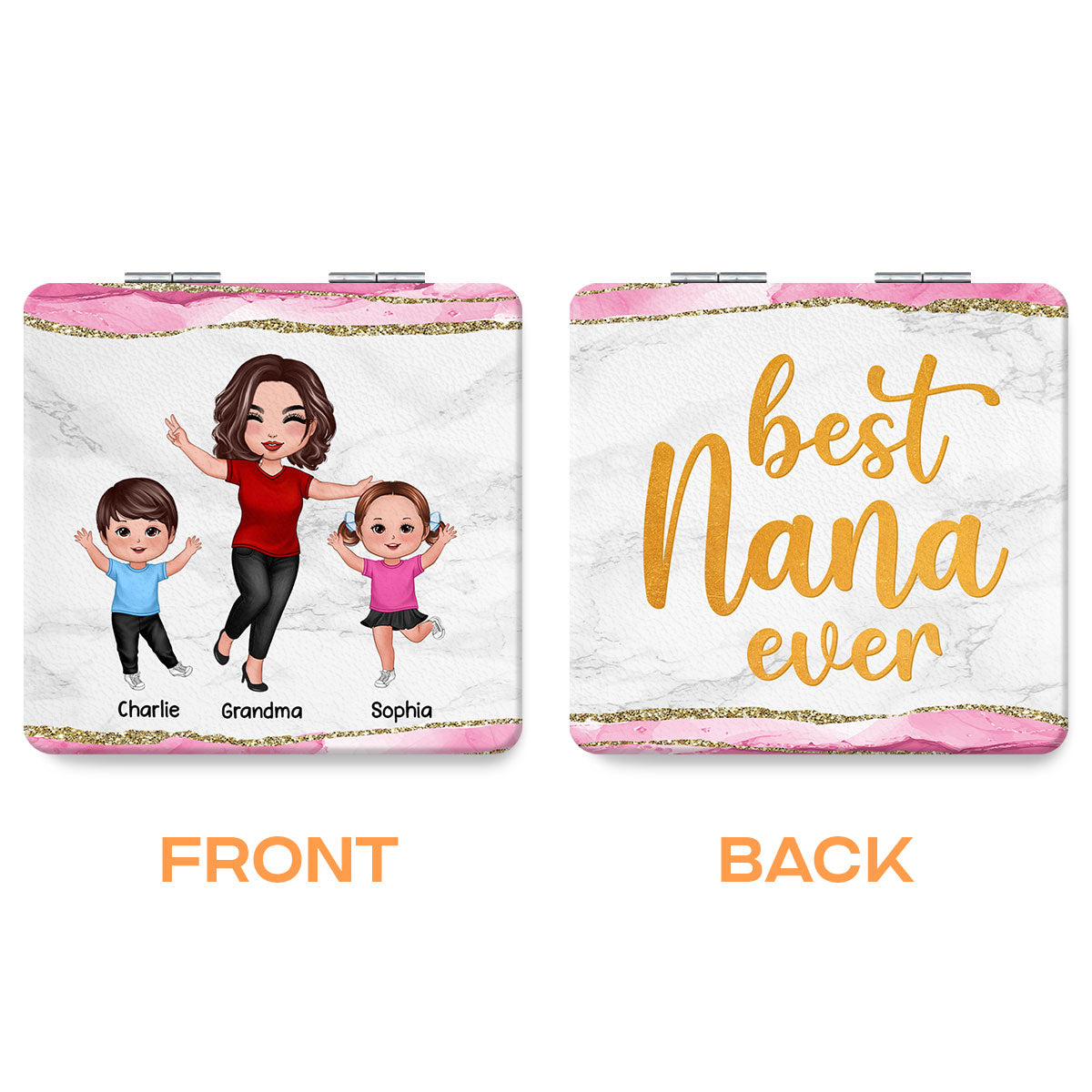 Best Grandma Mom Ever Personalized Square Compact Mirror