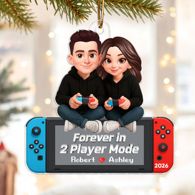 Forever In 2 Player Mode Gaming Couple - Personalized Acrylic Ornament - Christmas Gift For Gamers, For Him, For Her