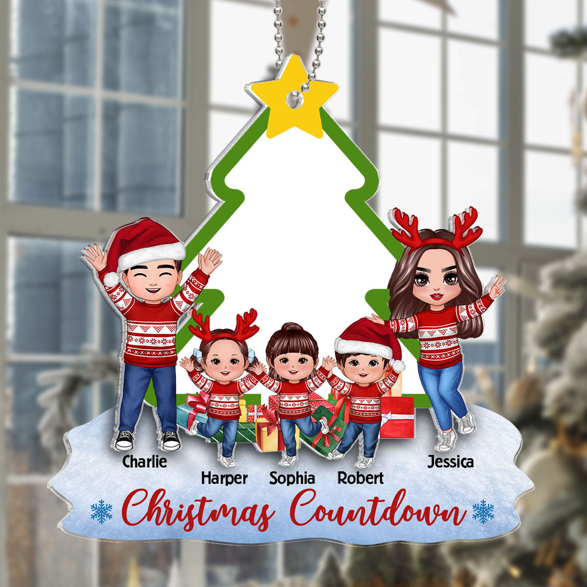 Family Countdown To Christmas Personalized 2-Layer Acrylic Ornament