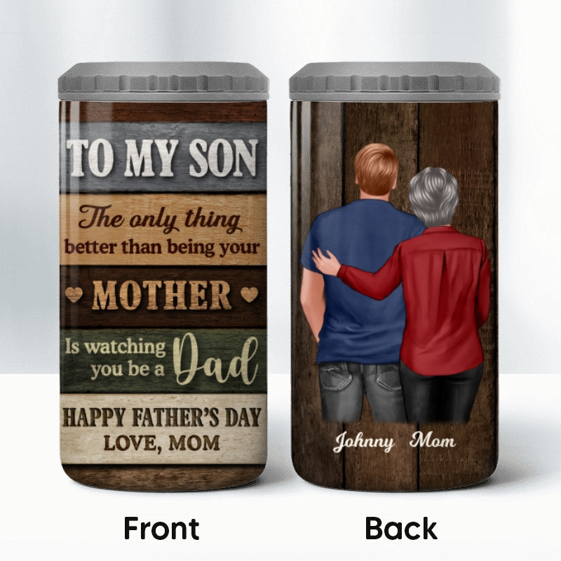 Colored Wood Pallets To My Son From Mom Personalized Can Cooler, Father's Day Gift For Son