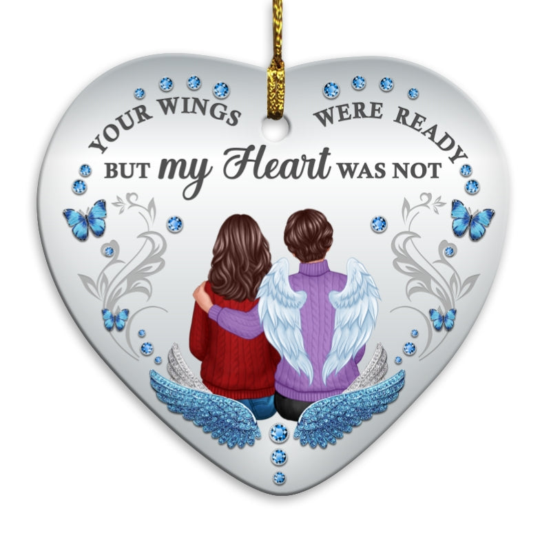 Memorial Blue Stone Metal Pattern Personalized Heart Ornament
