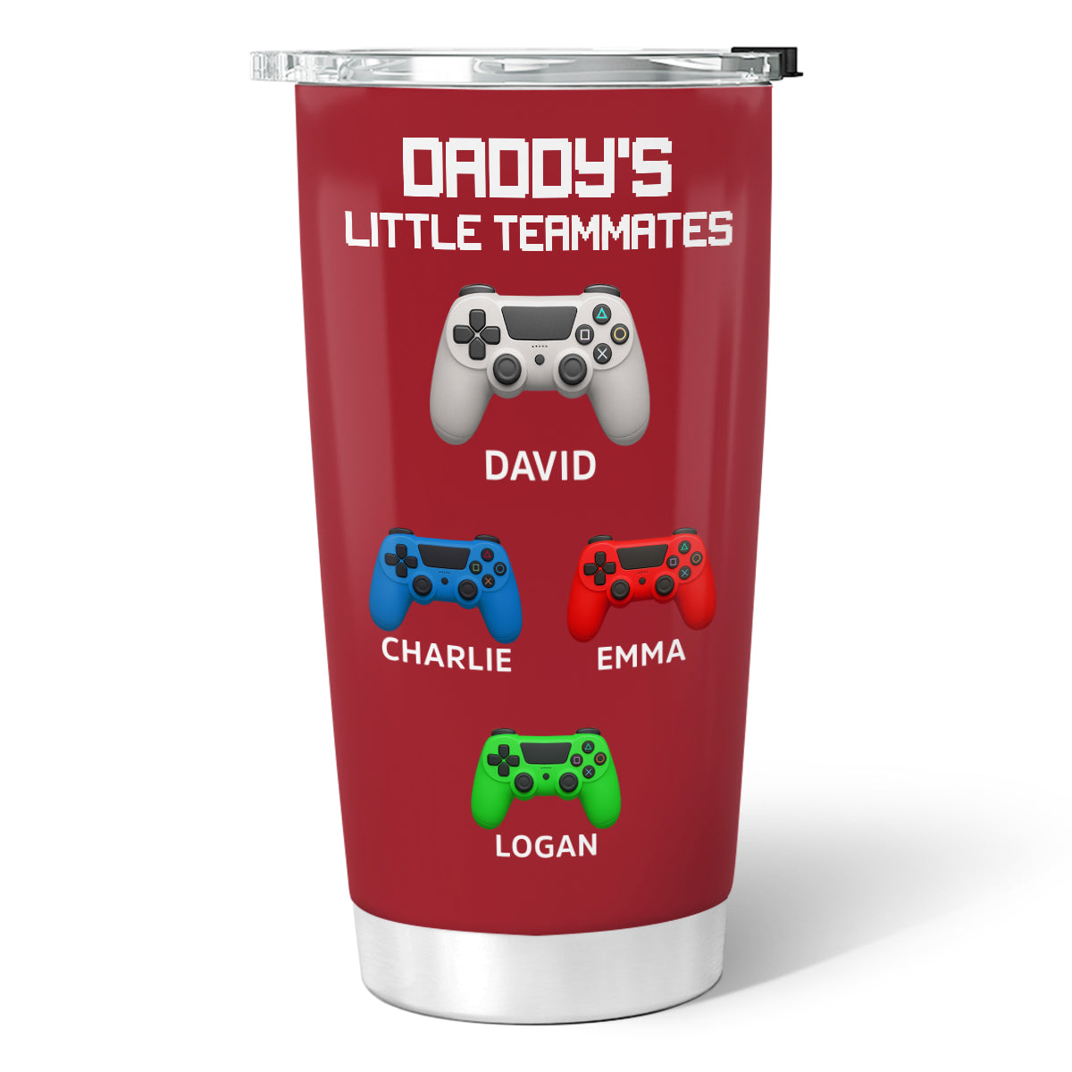 Daddy's Little Teammates Personalized Tumbler, Father's Day Gift for Gamer Dads