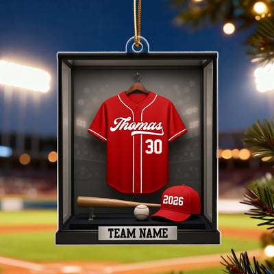 Baseball Memorabilia Display in Museum 3D Effect - Personalized Acrylic Ornament - Christmas Gift for Sons, Daughters, Grandkids