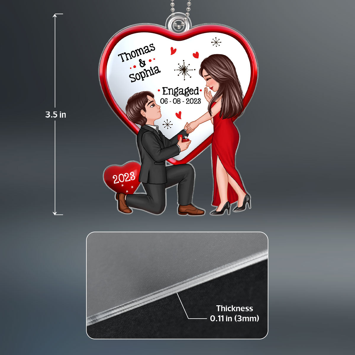 Christmas Keepsake Proposal Memory Engagement Couple Personalized Acrylic Ornament