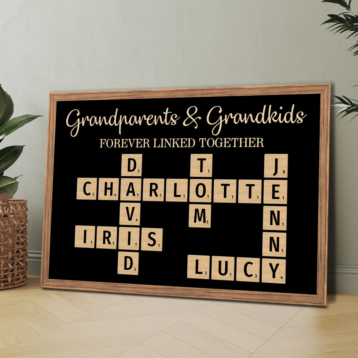 Grandma & Grandkids Forever Linked Together Crossword Puzzle - Personalized Poster - Unique Gift For Large Family, Parent, Grandma, Siblings, Brothers, Sisters