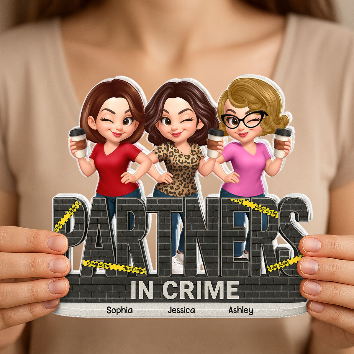 Partners In Crime Do Not Cross Besties Sisters - Personalized Acrylic Block Plaque