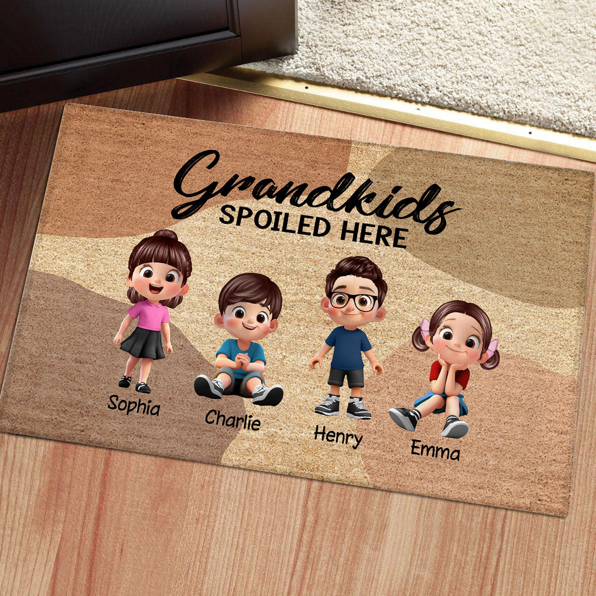 Grandkids Grandpups Spoiled Here Personalized Doormat